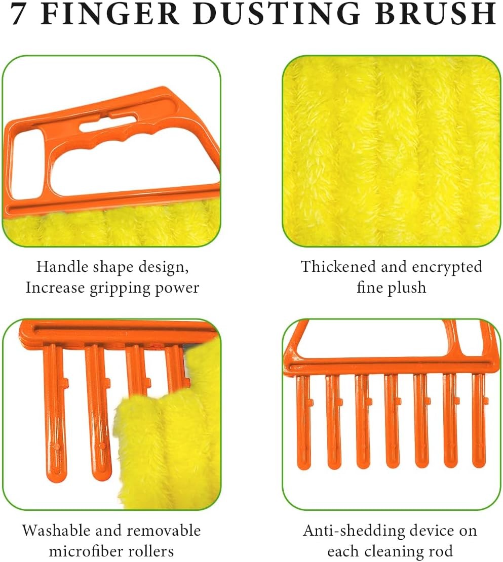 Blind Cleaner Duster Tool, Window Venetian Hand-held 7 Finger Dusting Cleaner Br
