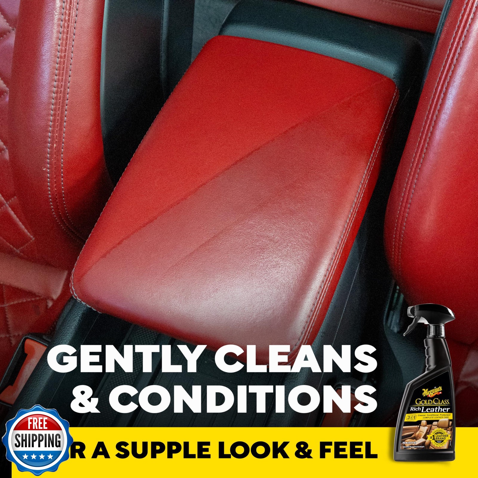 Meguiar’s Gold Class Rich Leather Cleaner and Conditioner 3-in-1 Spray, Non-G