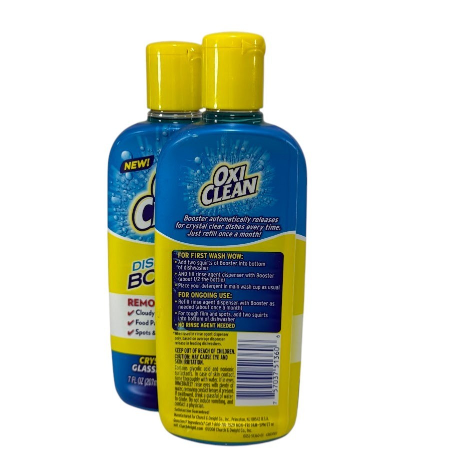 Oxi Clean Dishwashing Booster for Crystal Clear Dishes, 7 Fl Oz, New – Lot of 2