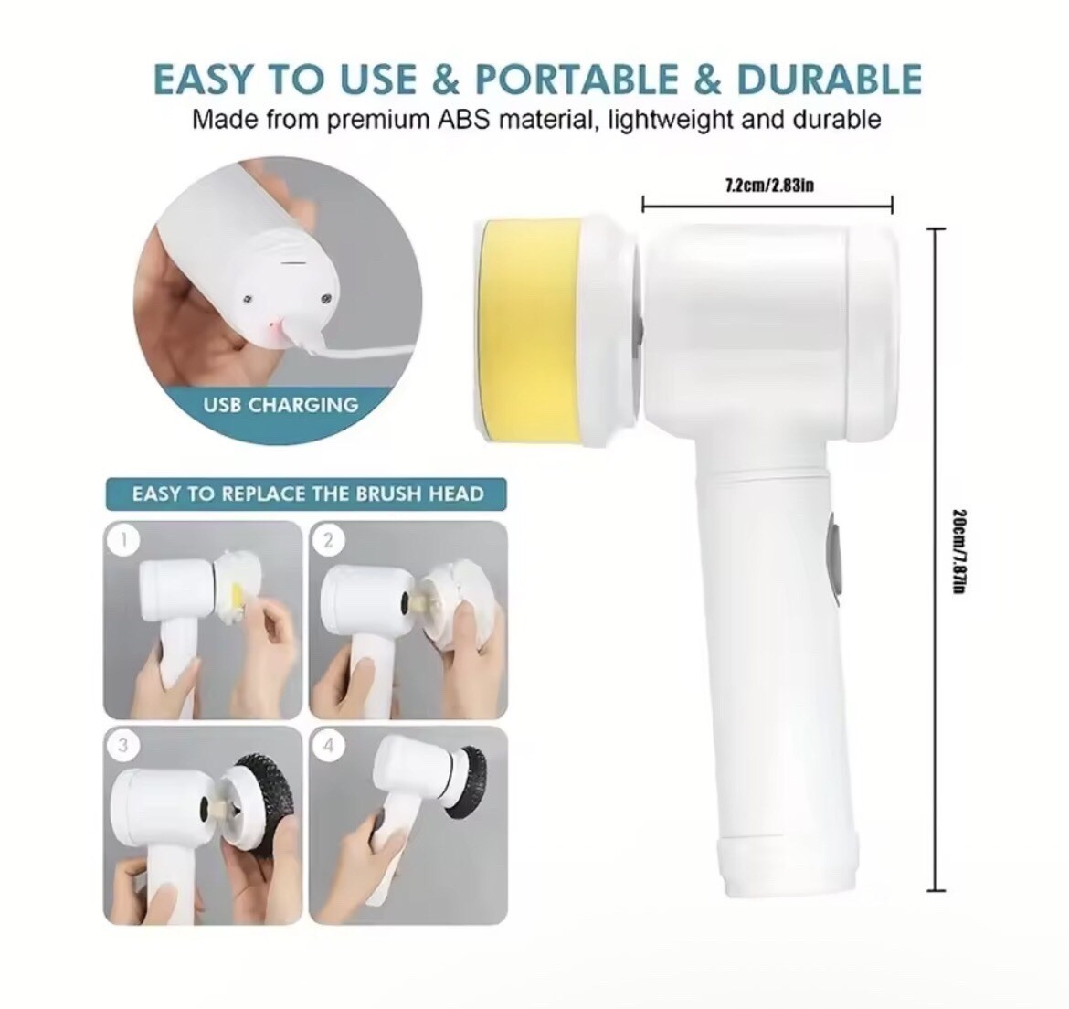 5-in-1 Electric Spin Scrubber Cordless Cleaning Brush USB Rechargeable Power