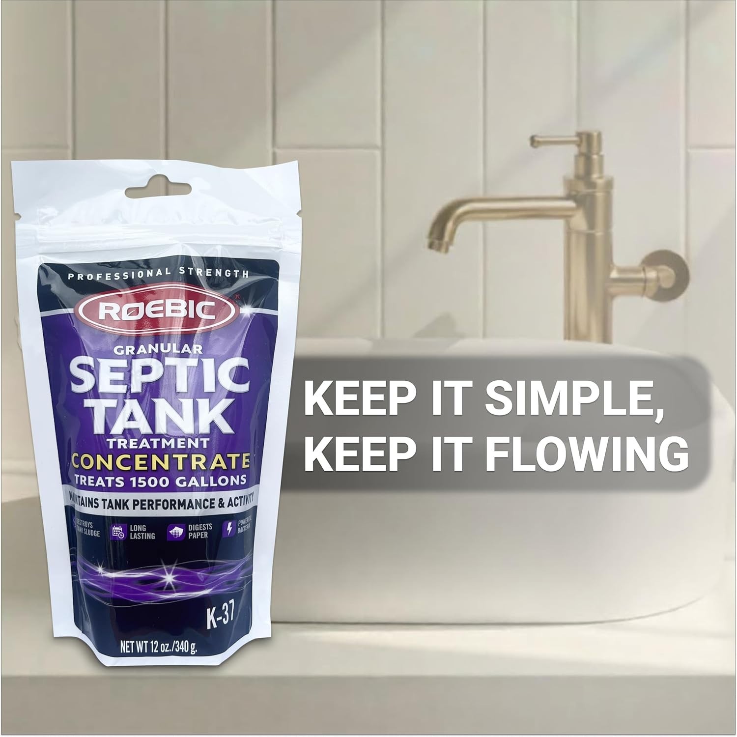 Concentrated K-37 Granular Septic Solution – 12 Oz for Odor and Clog Management