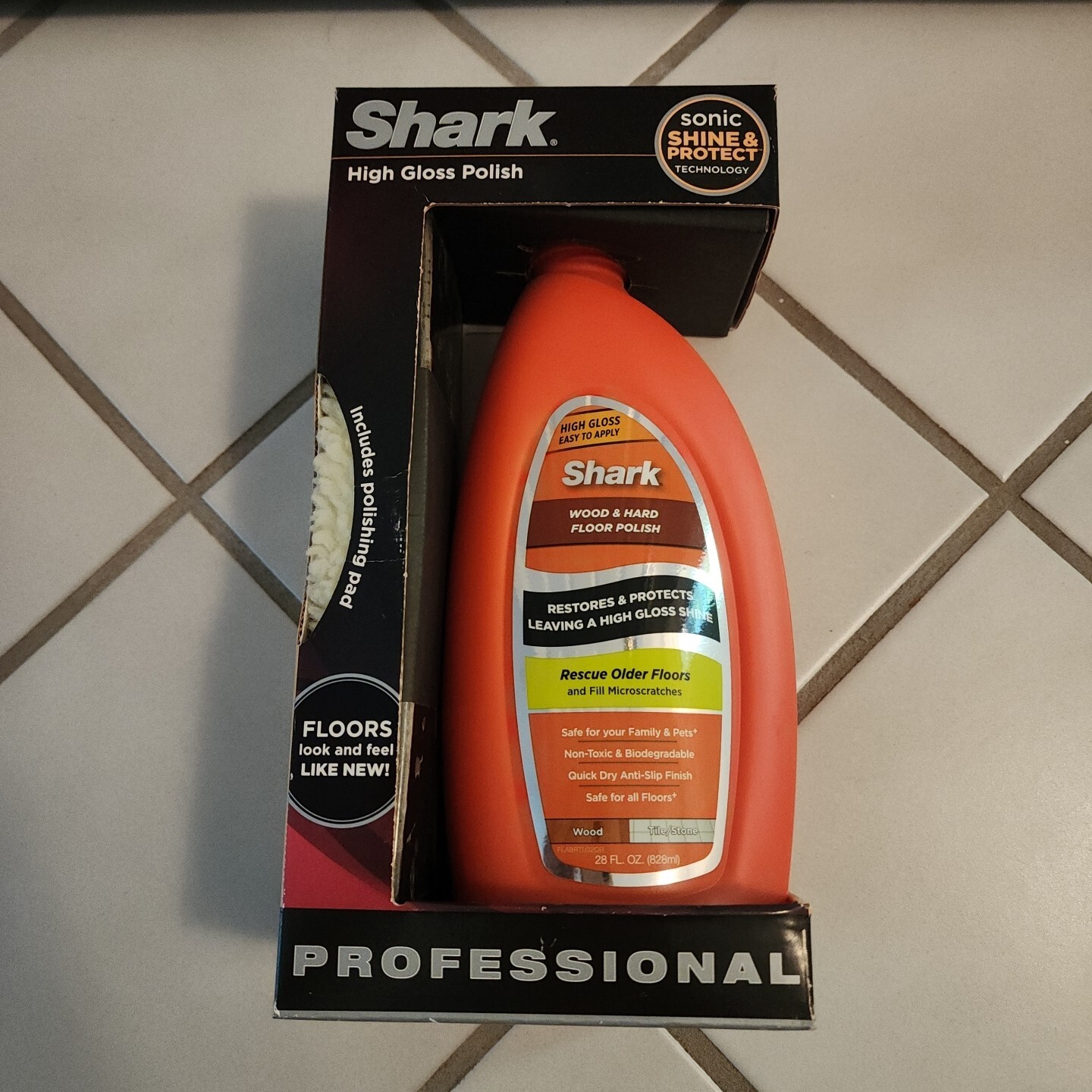Shark Wood & Hard Floor Polish 28oz High Gloss Restores & Protects NIB w/Pad