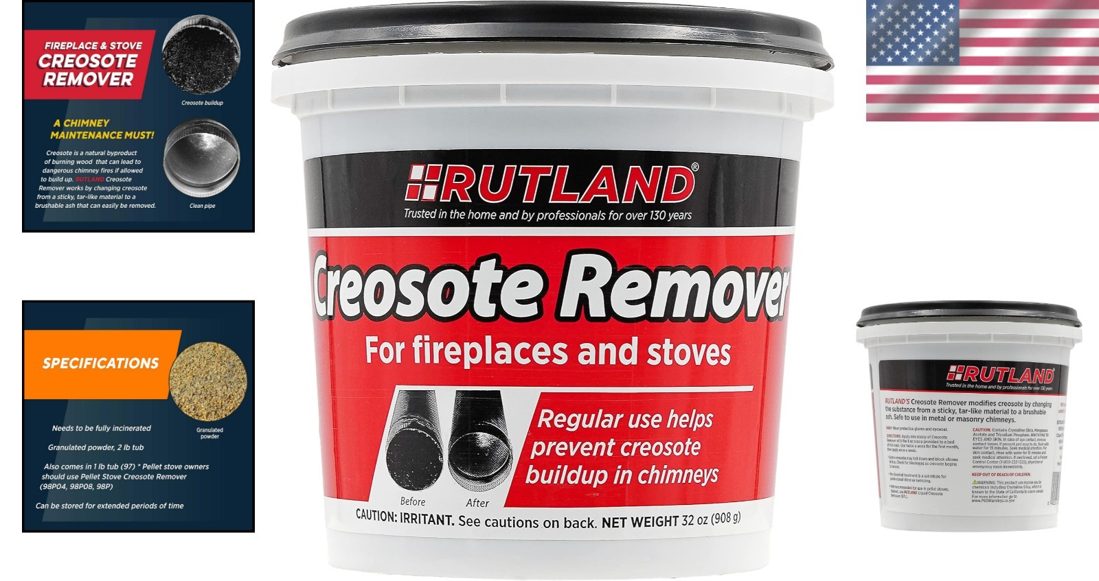 Up to 16 Applications – Rutland Creosote Cleaner Tub for All Chimney Types