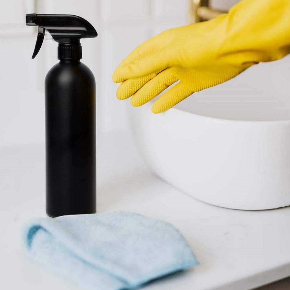 Cindy’S Tape Plastic Spray Bottles Black for Cleaning Solutions 16 Oz (Pack of 4