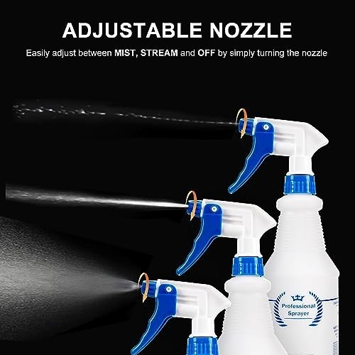 4 Pack 24 Oz Plastic Spray Bottles – All-Purpose Leak Proof Sprayers with Adjust