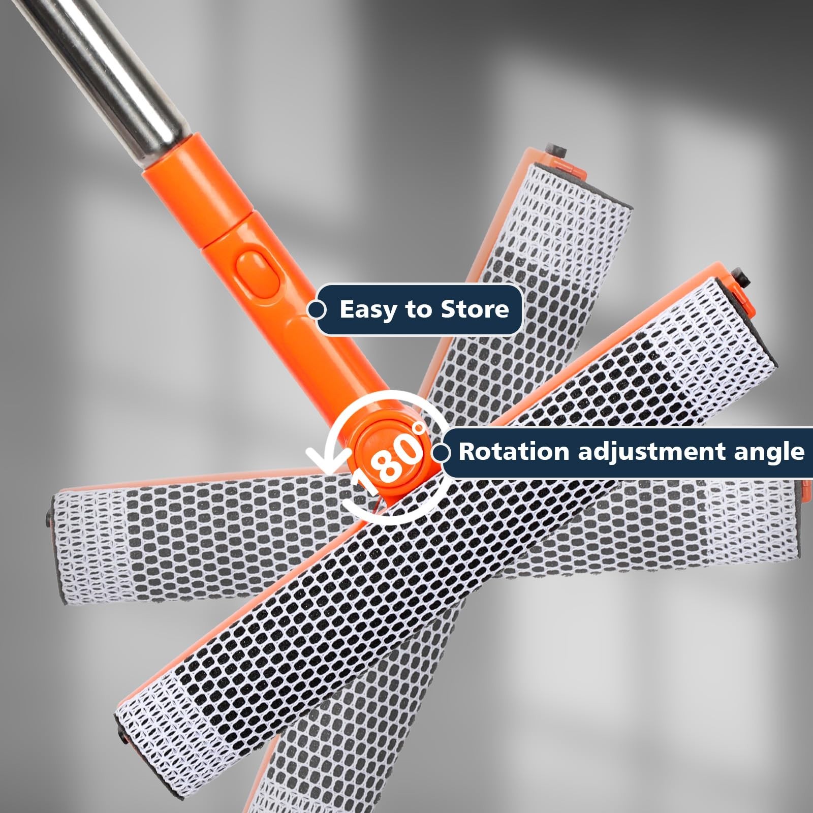 Window Squeegee 2 1 Cleaner Long Stainless Steel Handle Sponge Car Glass Shower