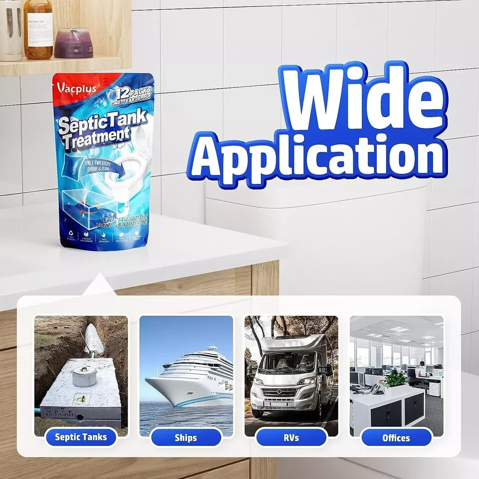 Septic Tank Treatment 12 Pcs for 1 Year Supply Dissolvable Packs Easy Operation
