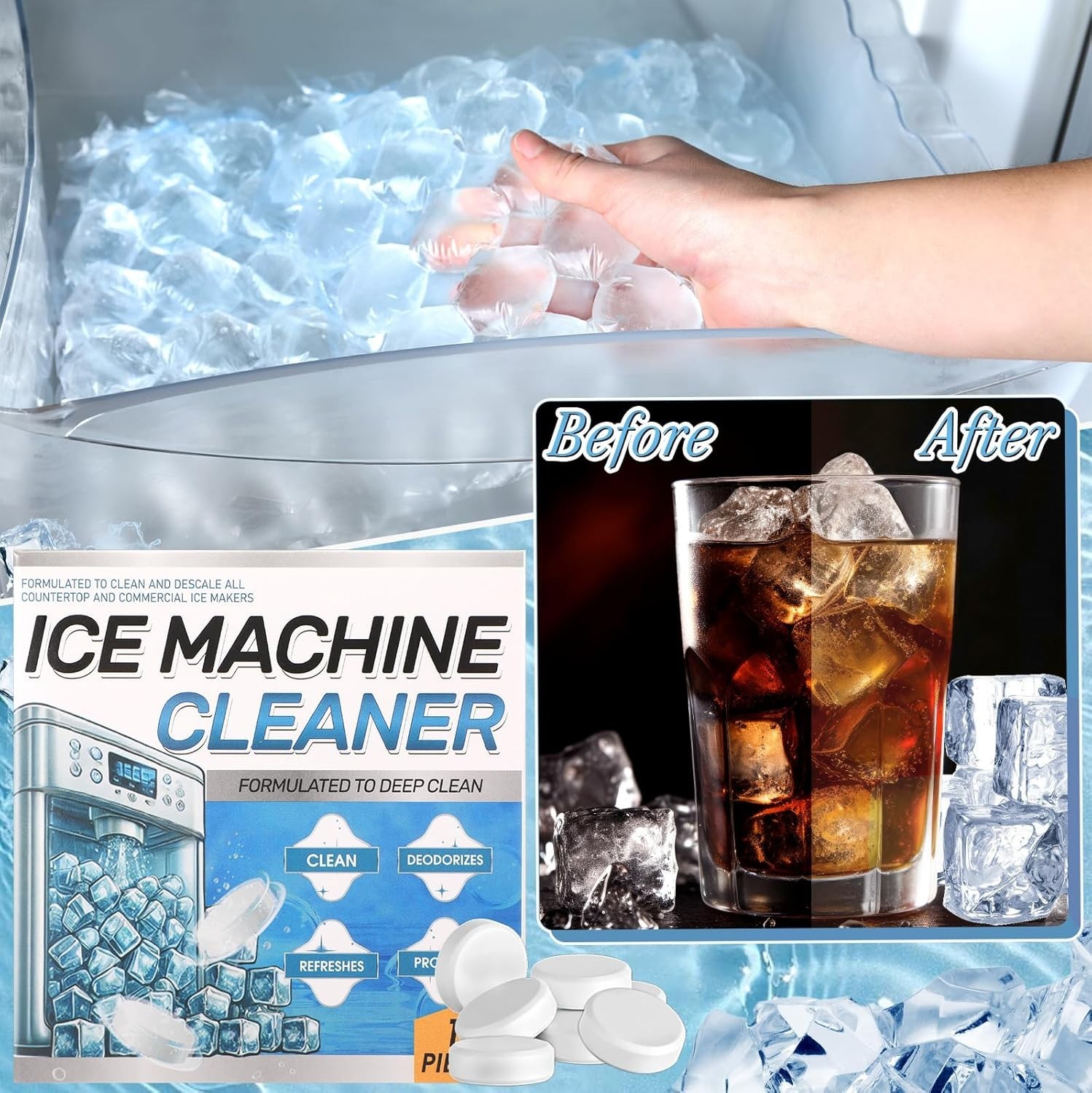 3 Pack 36 Pcs Ice Machine Cleaner Tablets Descaler, Clean