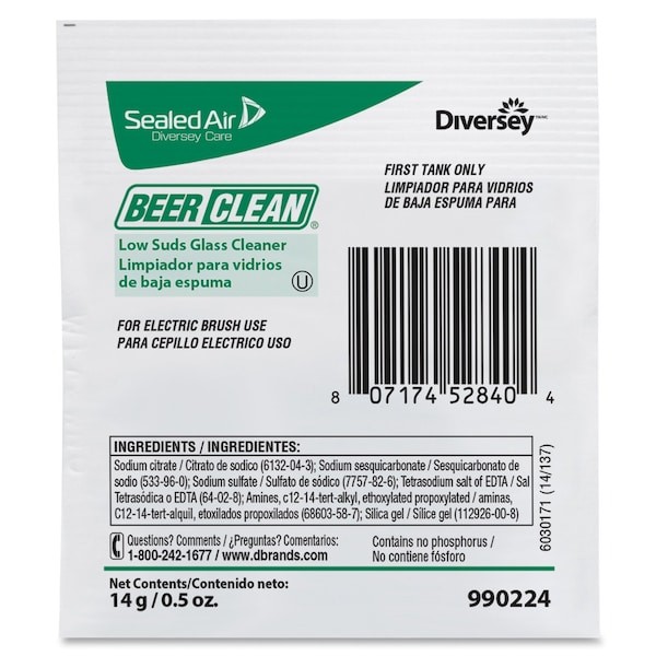 Beer Clean 990224 General Purpose Cleaners, Packet, 0.5 Oz, Odorless