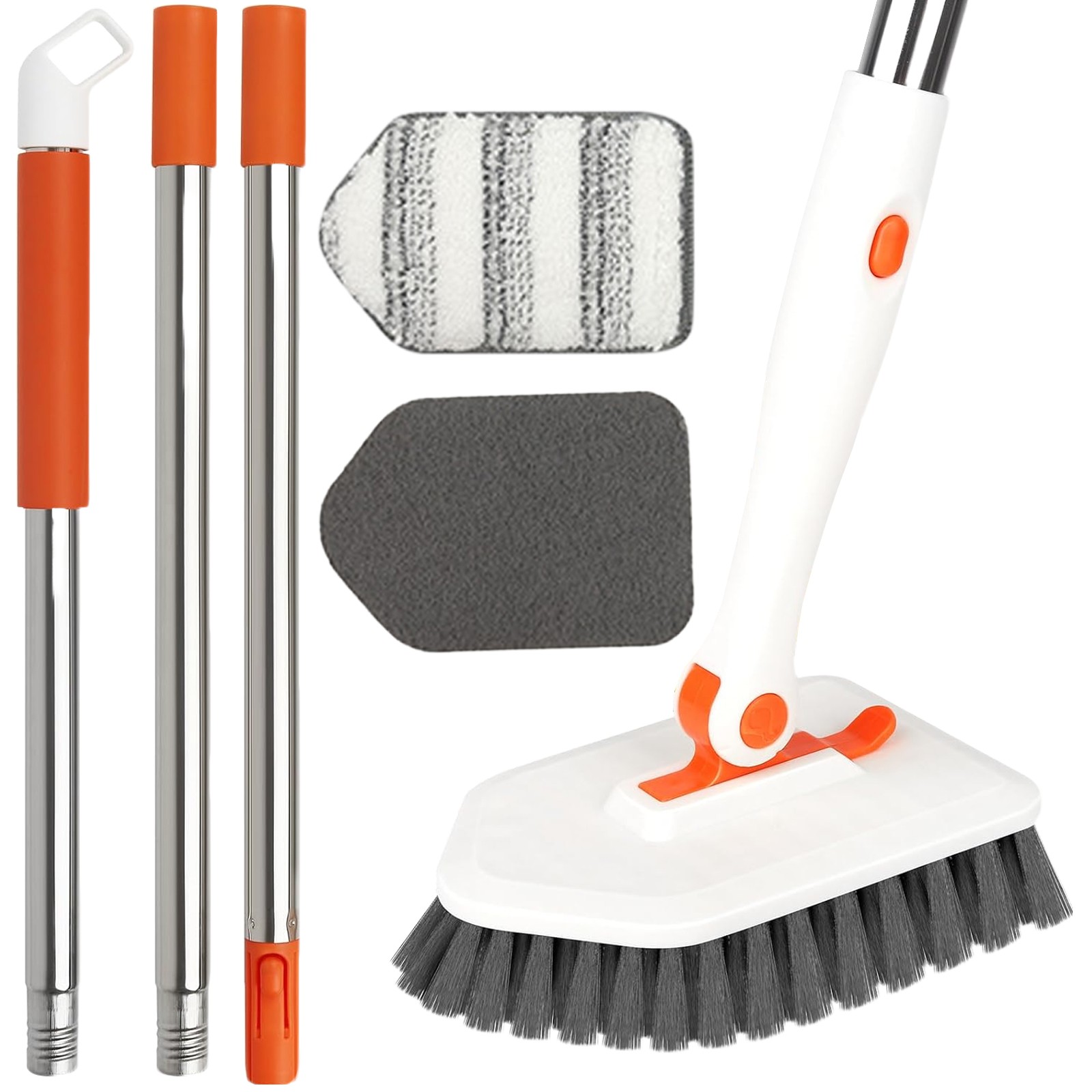 Long Handled Scrub Brush, Cleaning Brushes with 3 Cleaning Heads Clean Brush
