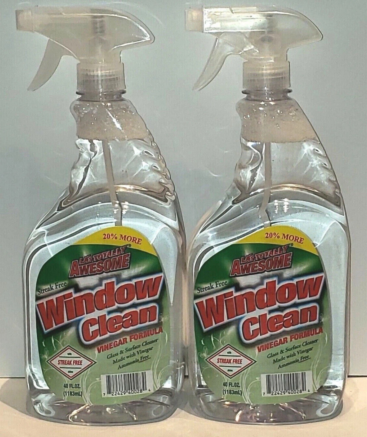 Lot Of 2 LA’S Totally Awesome Window Cleaner Vinegar Formula Streak FREE 40 oz