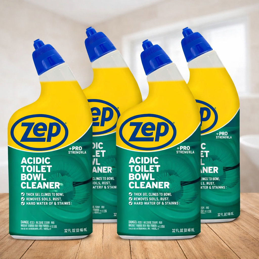 Zep Acidic Toilet Bowl Cleaner 32oz Case of 4–Thick Cling Formula,Powerful Clean