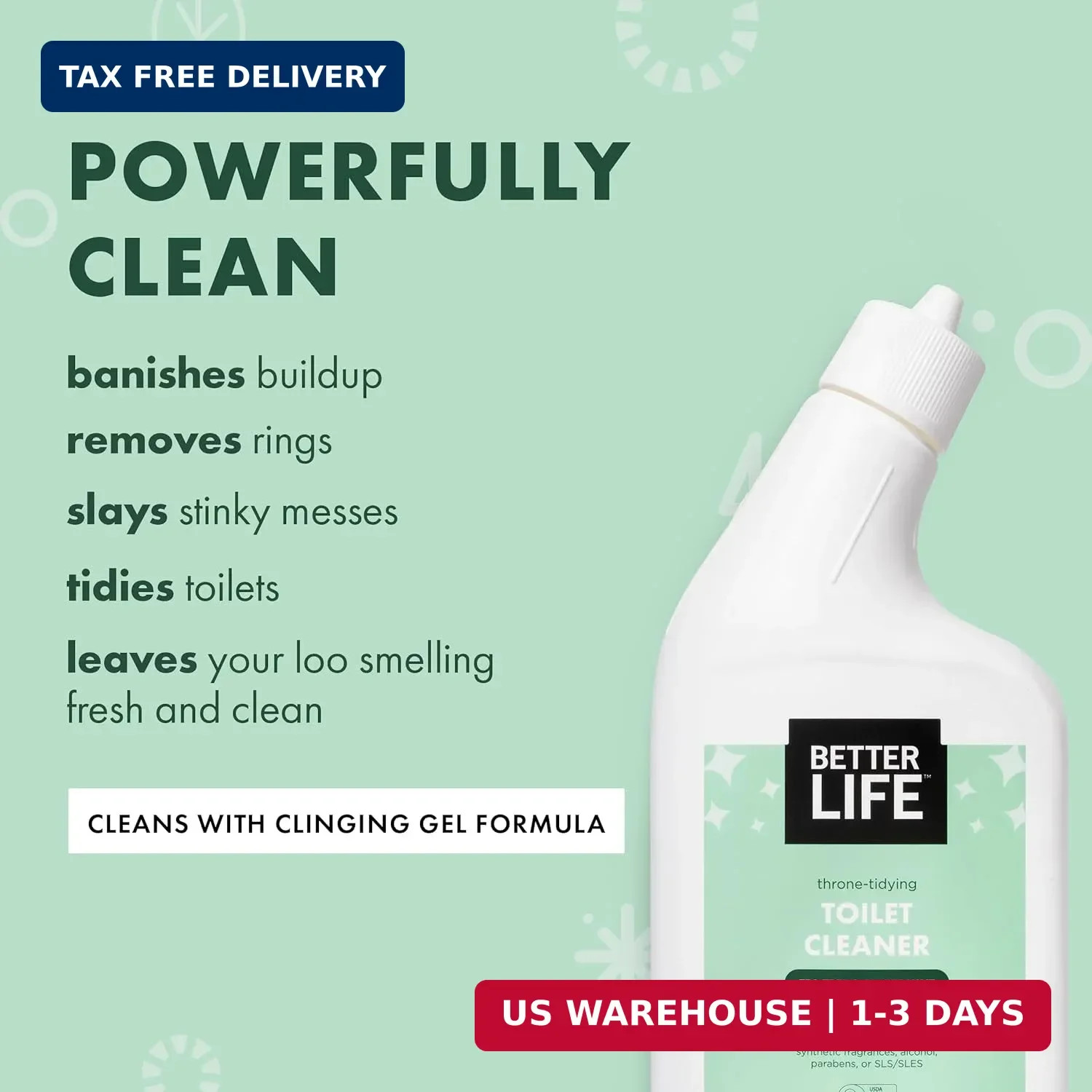 Better Life Toilet Bowl Cleaner, Plant-based, Stain & Odor Remover, Tea Tree & P
