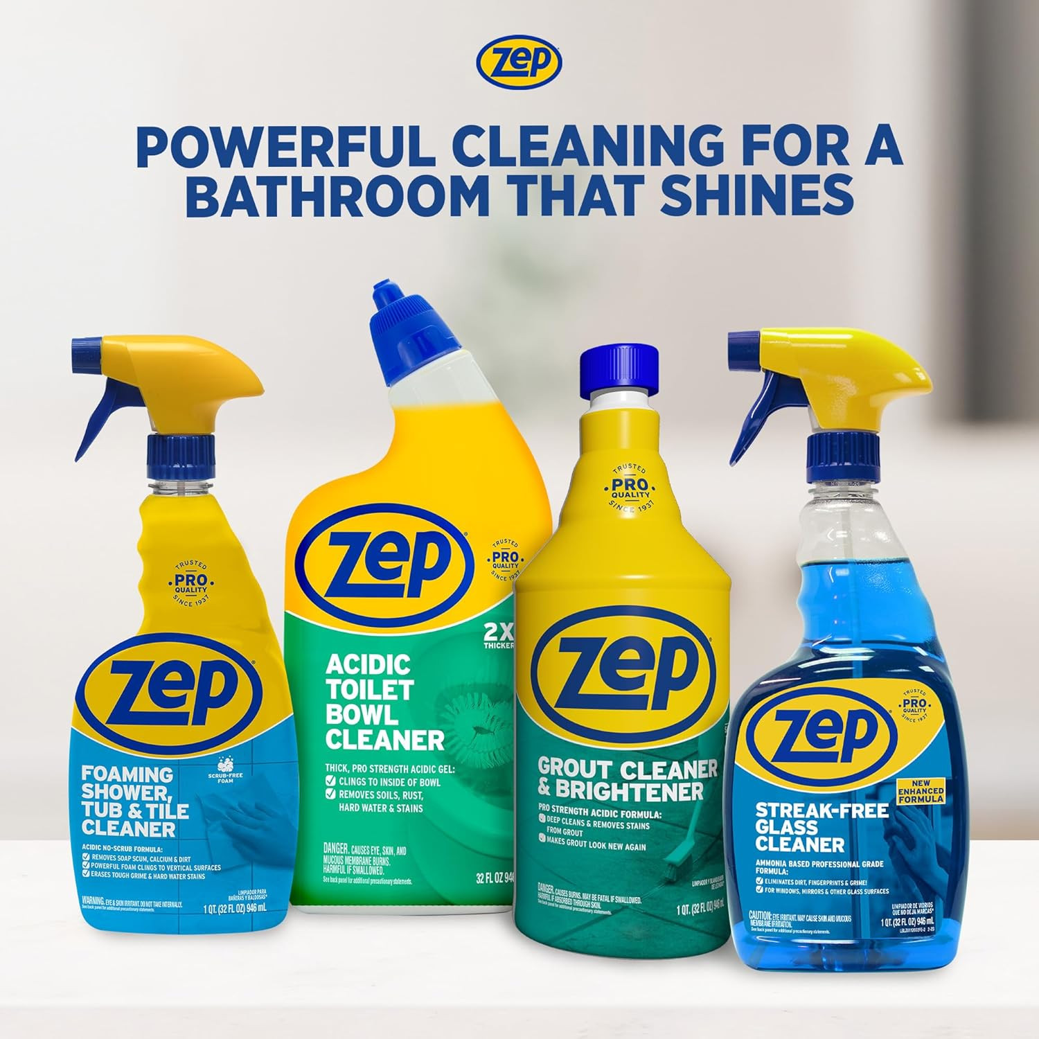 Grout Cleaner and Brightener – 32 Ounce (1 Bottle) – ZU104632 – Deep Cleaning Fo