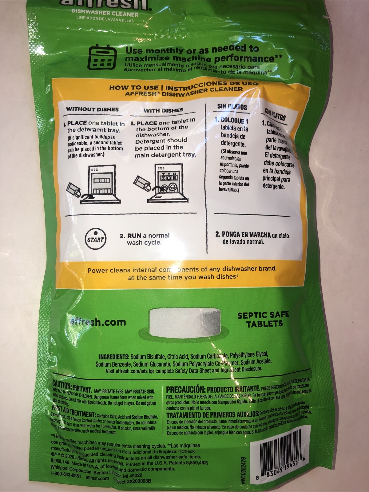 Affresh Dishwasher Cleaner, 72 Tablet (12 PACK-6 in Each) Free Shipping.