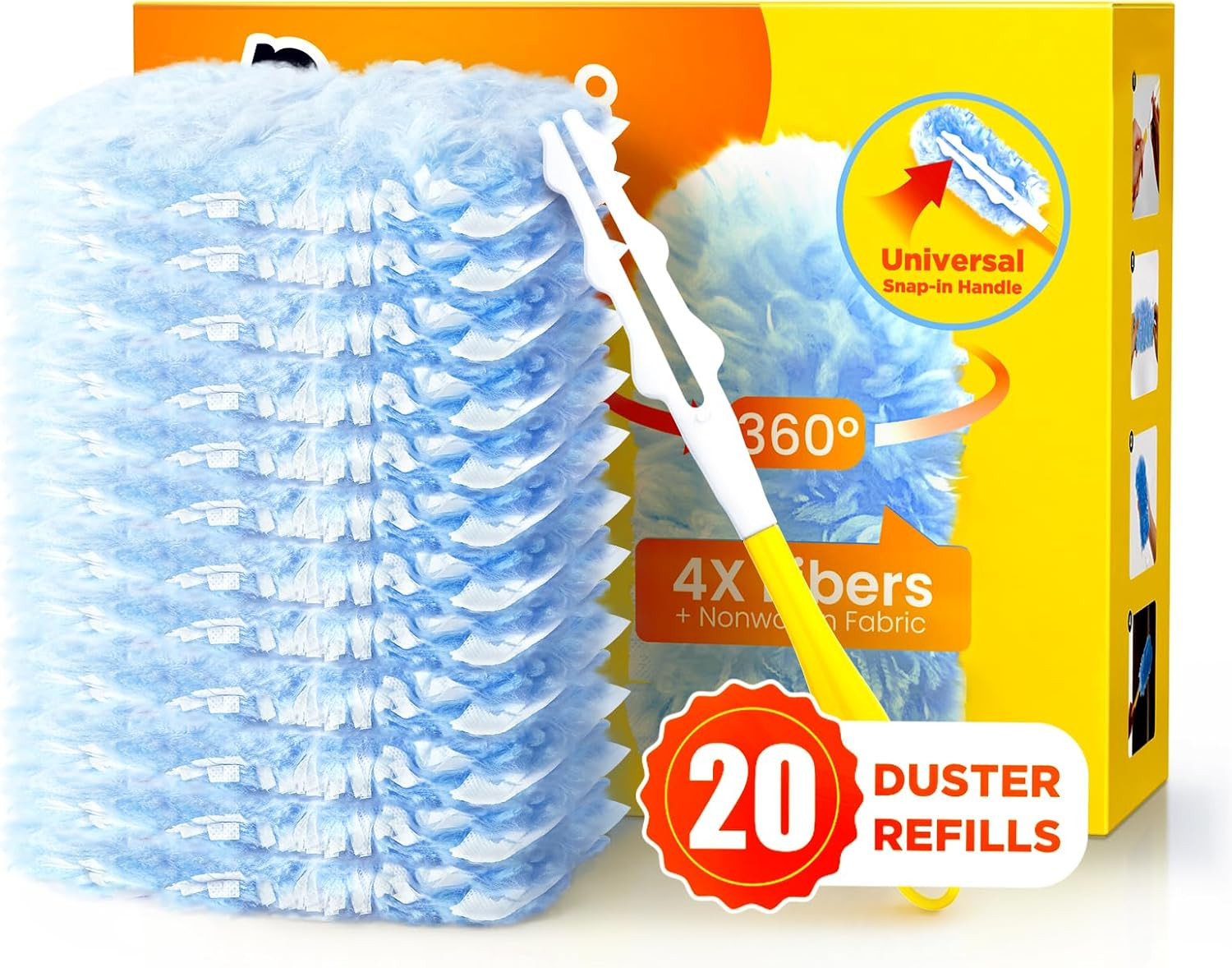 Heavy Duty Duster Refills for Swiffer Duster, 20 Count Duster Refills with 1 Han