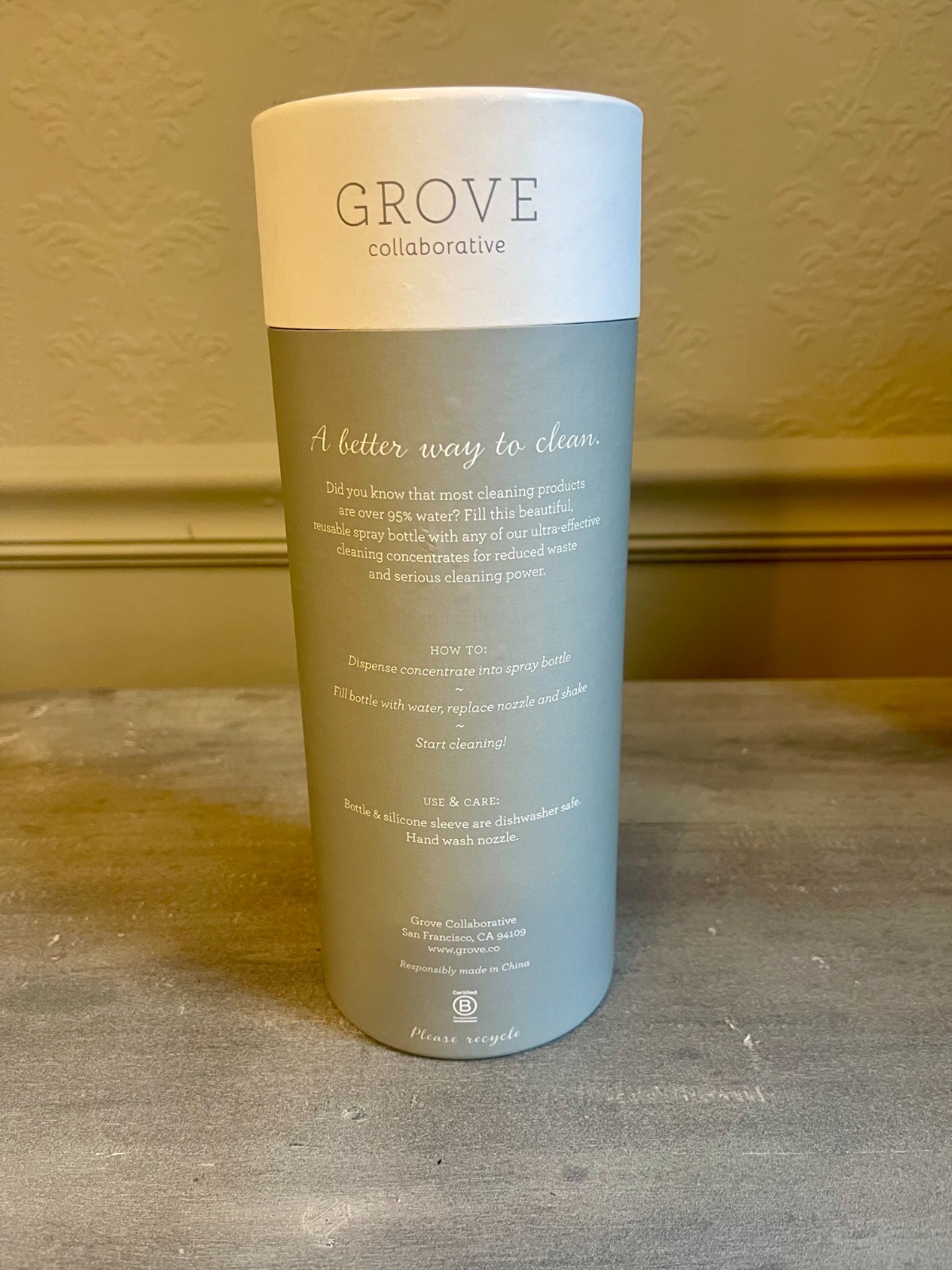 Brand New Grove Collaborative Turquoise Reusable Glass Cleaning Bottle-16oz