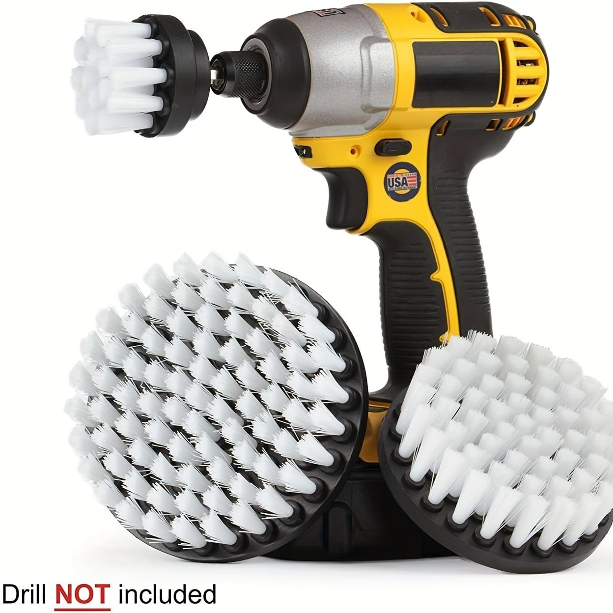 New Quick Change Shaft 3 Pack Drill Brush Set Soft White Carpet Leather Clean