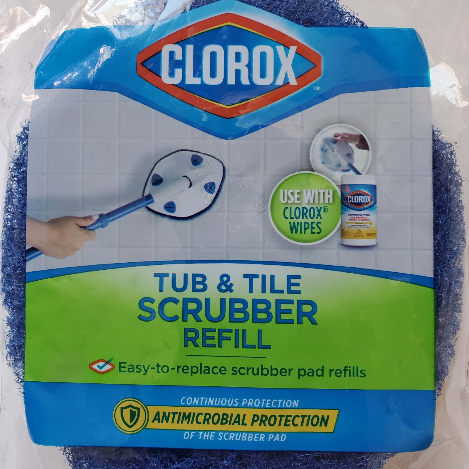 Lot Of 2 Packs Clorox Tub & Tile Scrubber Refill Pads Antimicrobial Protection