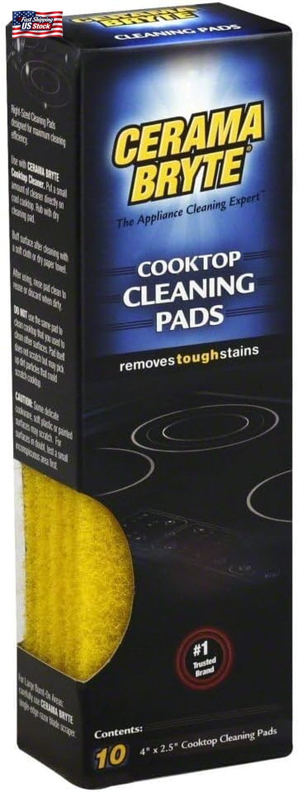 Cerama Bryte 1 X 10 Pack Cleaning Pads Cooktop and Stove Top Cleaner for Glass –