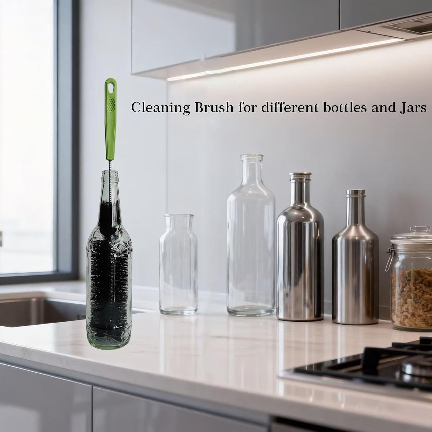 17 Inches Extra Long Handle Bottle Cleaning Brush for Narrow Neck Wine, Beer Bot