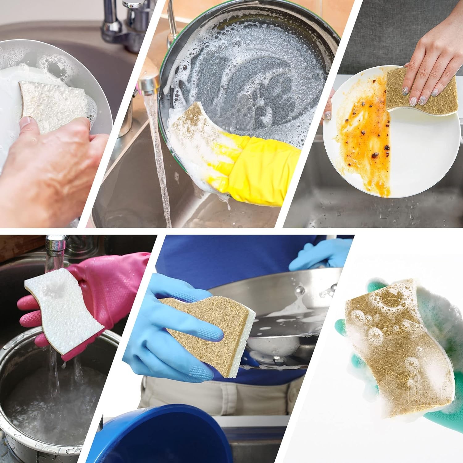 9 Pack Biodegradable Natural Kitchen Sponge – Compostable Cellulose and Coconut