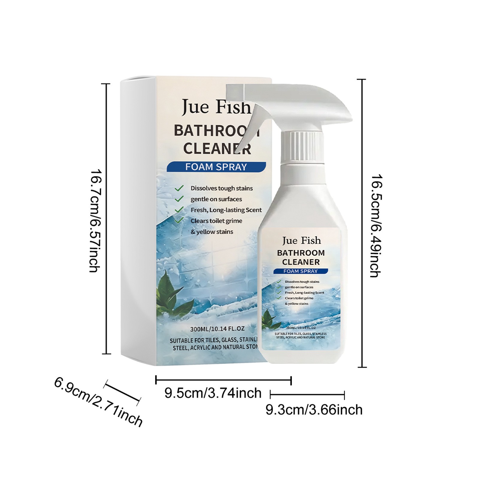 1~3x Multi Purpose Bathroom Cleaner Foam Spray, Powerful Scale Remover 300ml
