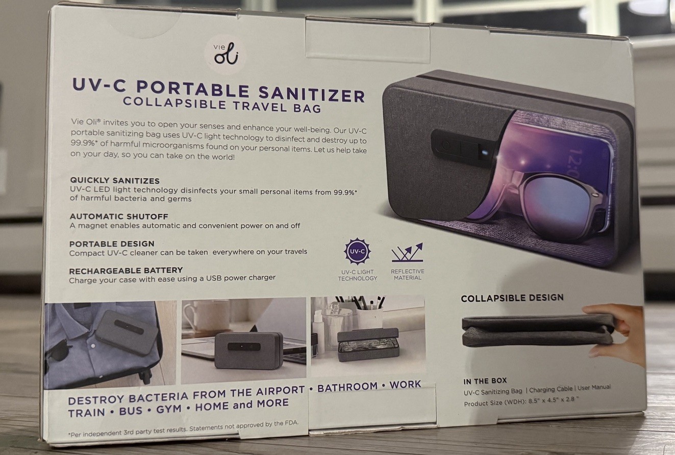 Vie Oli UV-C Portable Sanitizer Travel Bag – KILLS 99% of GERMS & BACTERIA