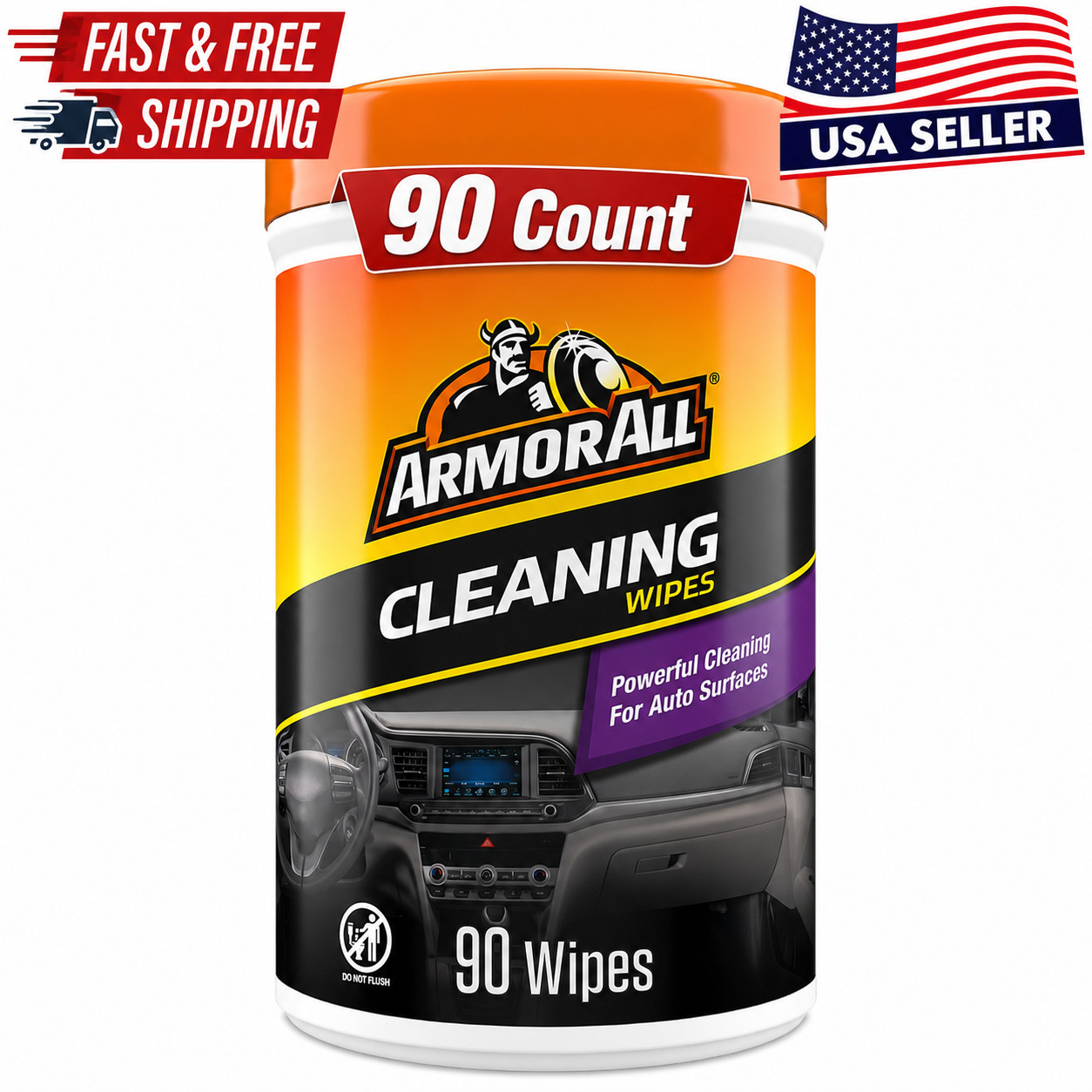 All Car Cleaning Wipes 90 Count Interior Dashboard Vinyl Fabric Leather free shi