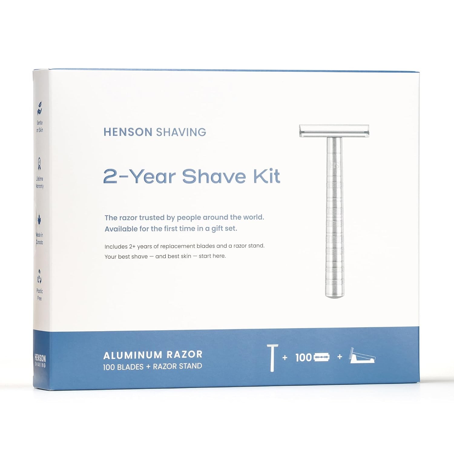 Henson AL13 Safety Razor Shave Set ?C Includes Safety Razor, Stand & 100 Razor