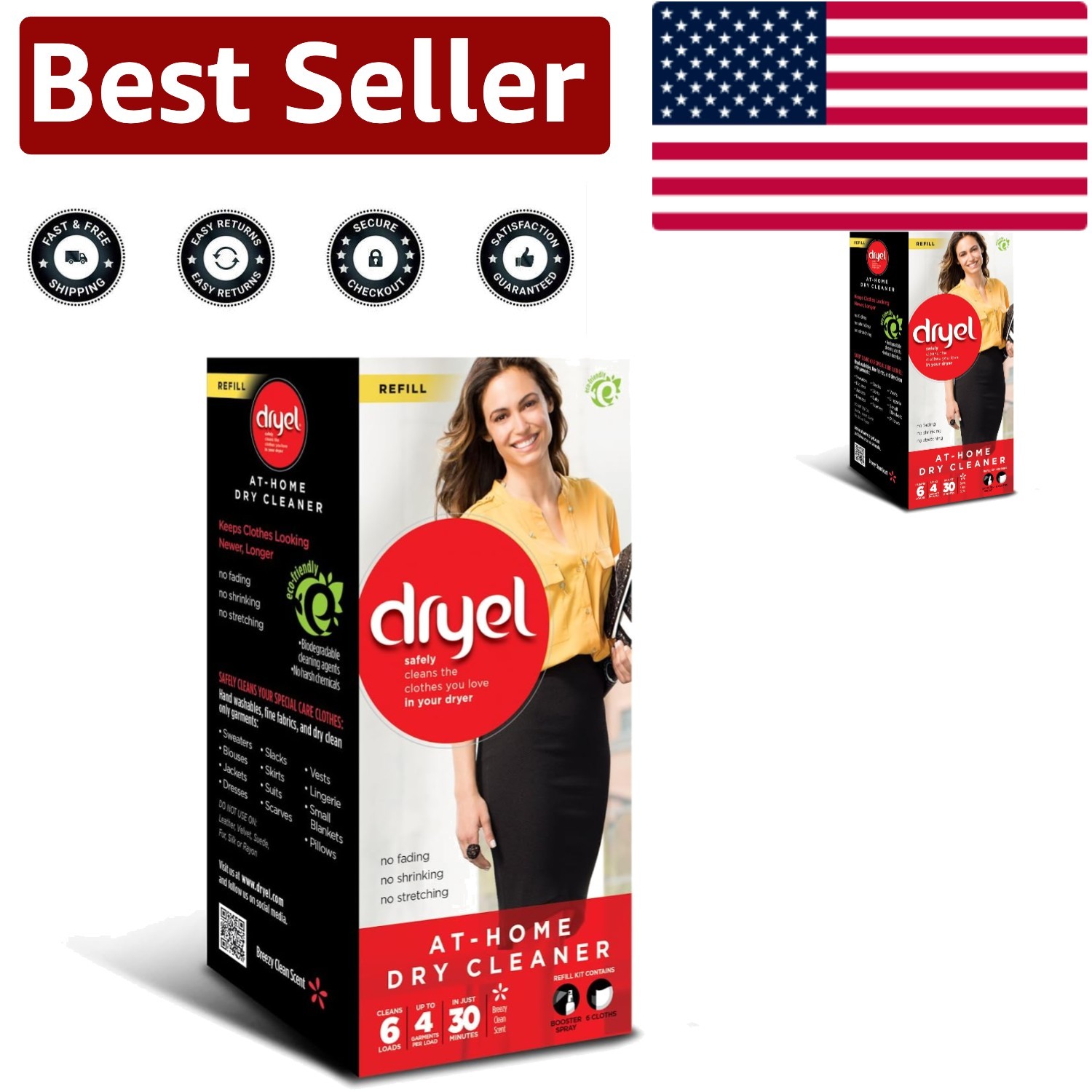 Effortless Clean Breeze Dry Cleaning Refills – 6 Count Fabric Solution