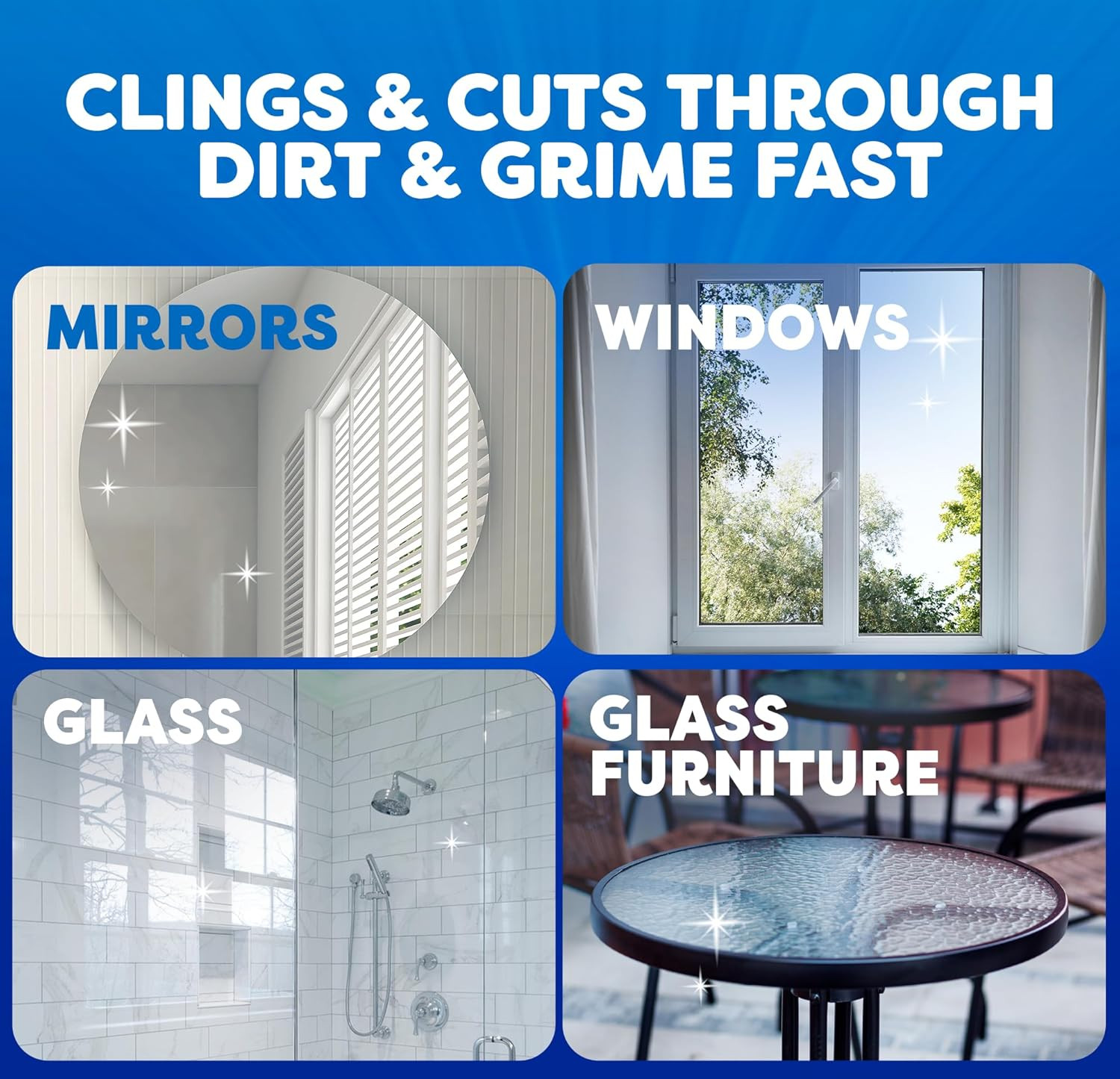 Fast Shine Foam Glass Cleaner, No-Drip Windows, Doors, Mirrors & Countertops Aer