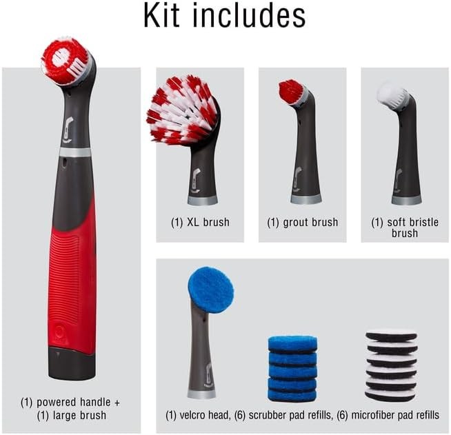Rubbermaid Reveal Cordless Power Scrubber 18-Piece Kit Electric Cleaning Brush