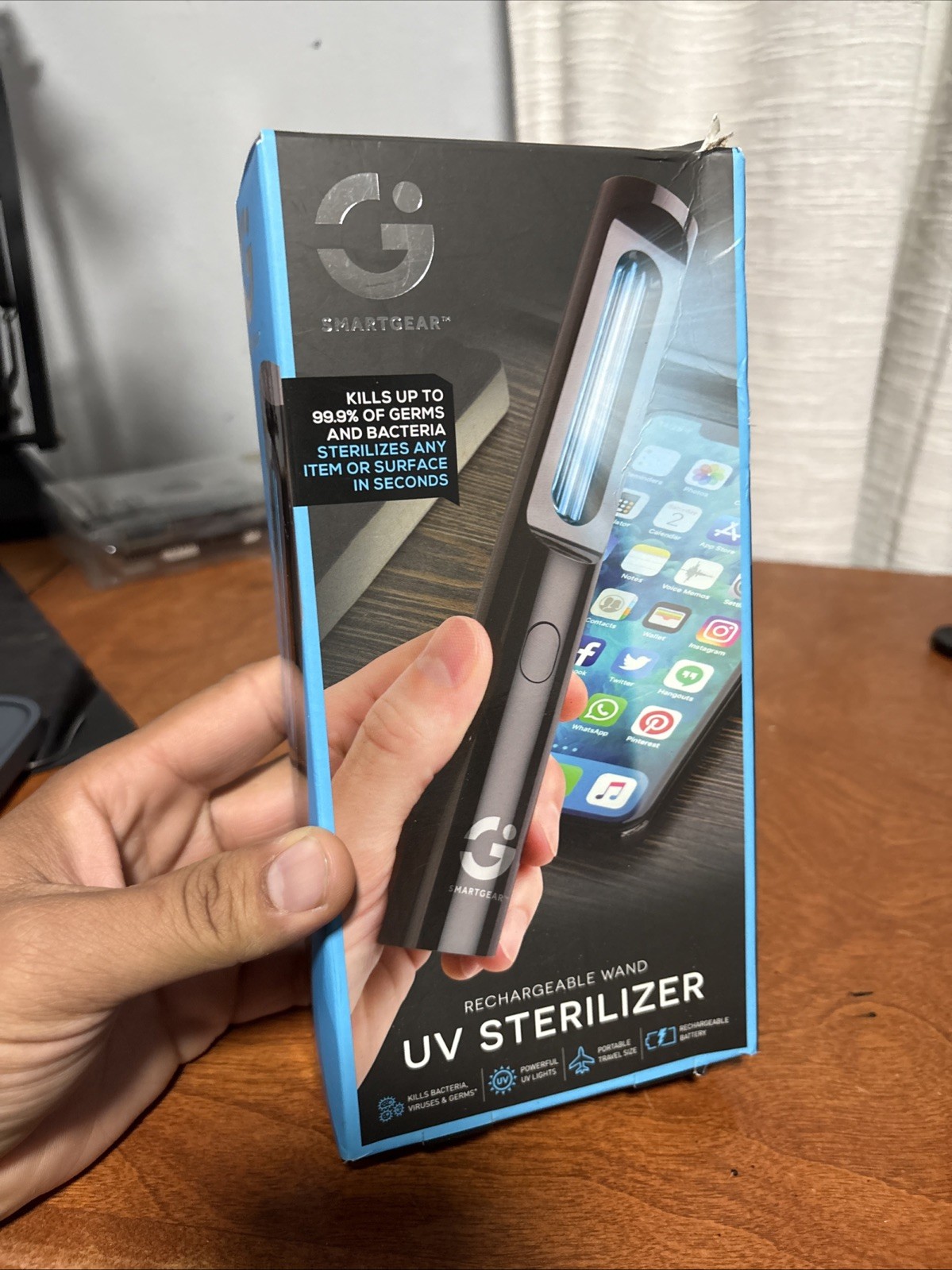 Smartgear Led Sterilization Wand New In Box Eliminates 99.9% Germs And Bacteria