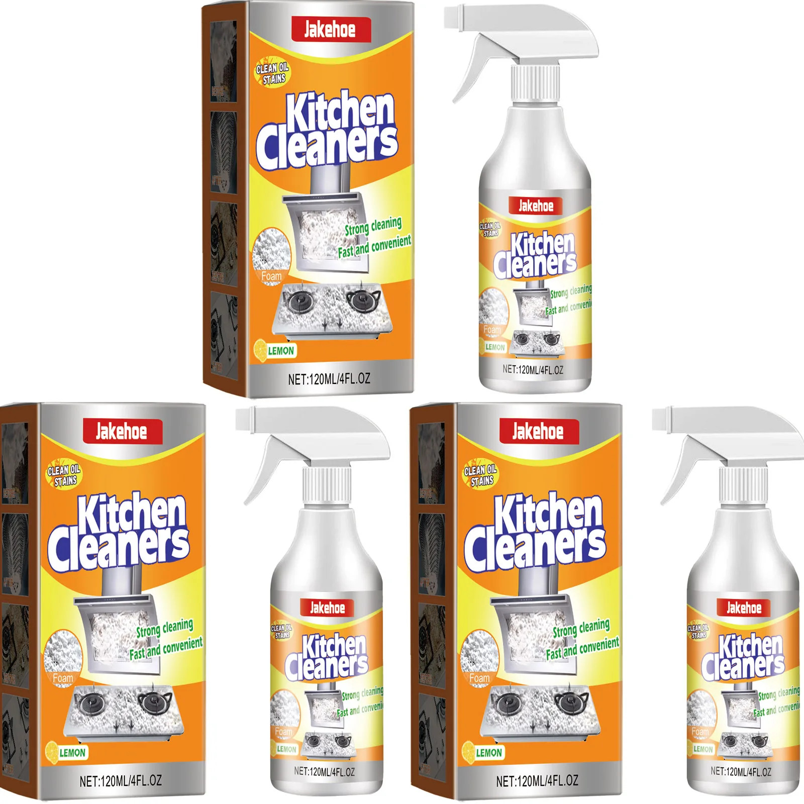 Kitchen Foam Cleaner Degreaser Spray Removes Grease Oil Stains Multi Purpose