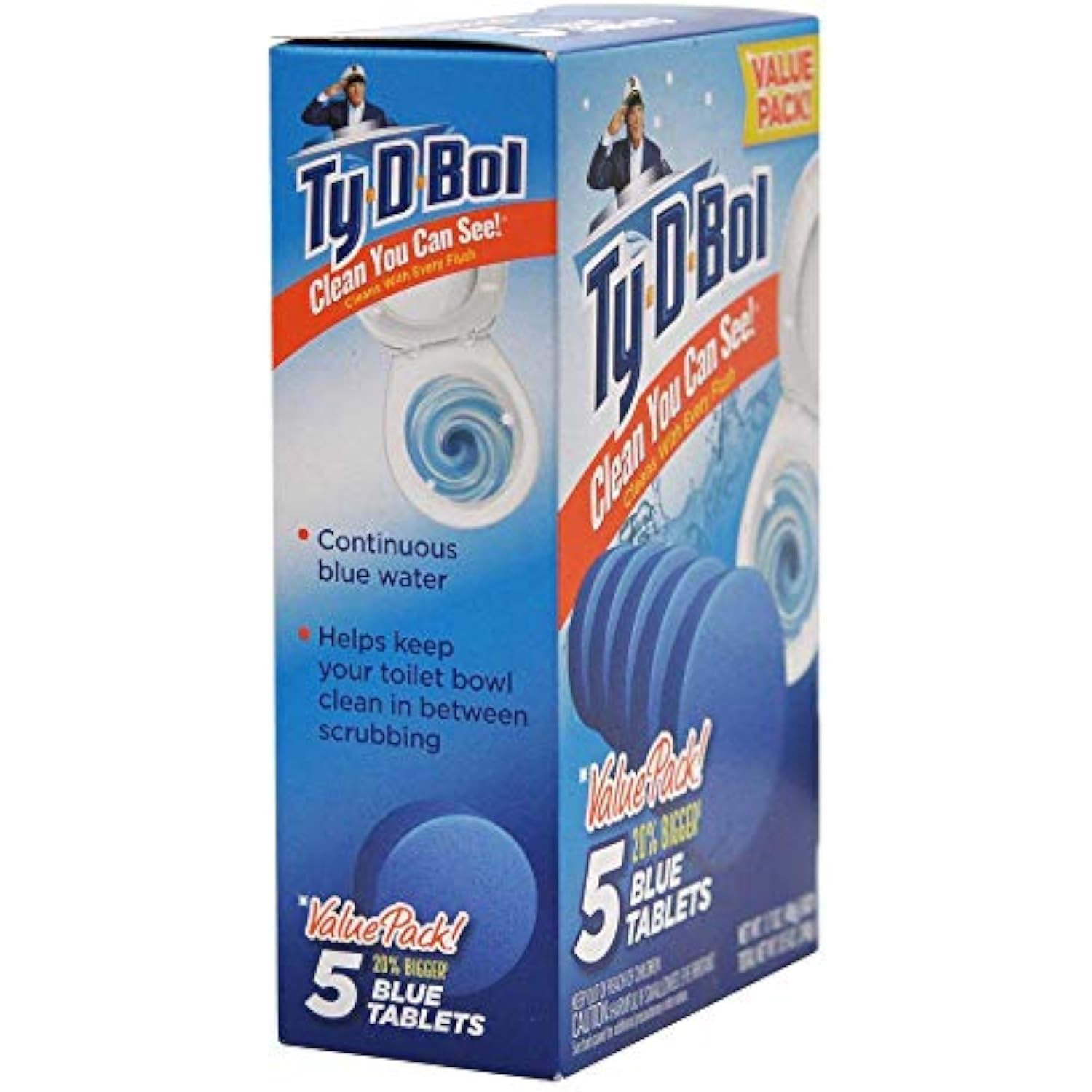 Ty-D-Bol Blue Tablets Value 5 Pack Automatic Toilet Bowl Cleaner Deodorizer Tabs