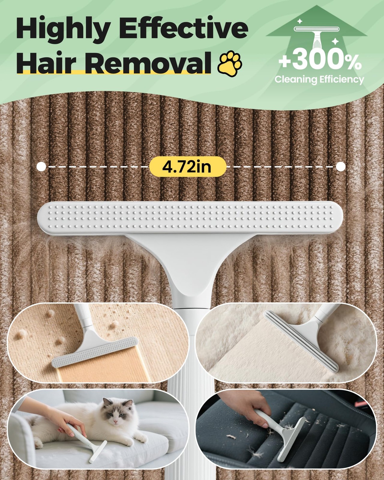 Carpet Rake for Pet Hair Removal Tool – 4 in 1 Pet Hair Remover Kit for Dog C…