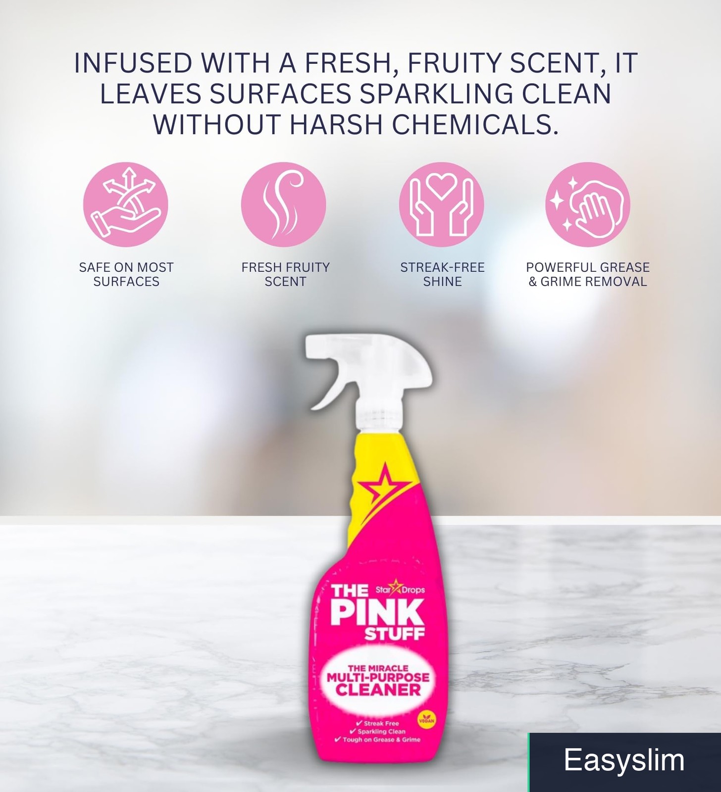 Multi-Purpose Cleaner Bundle, Pink, 25.4 oz, Fruity, Microfiber, Brush
