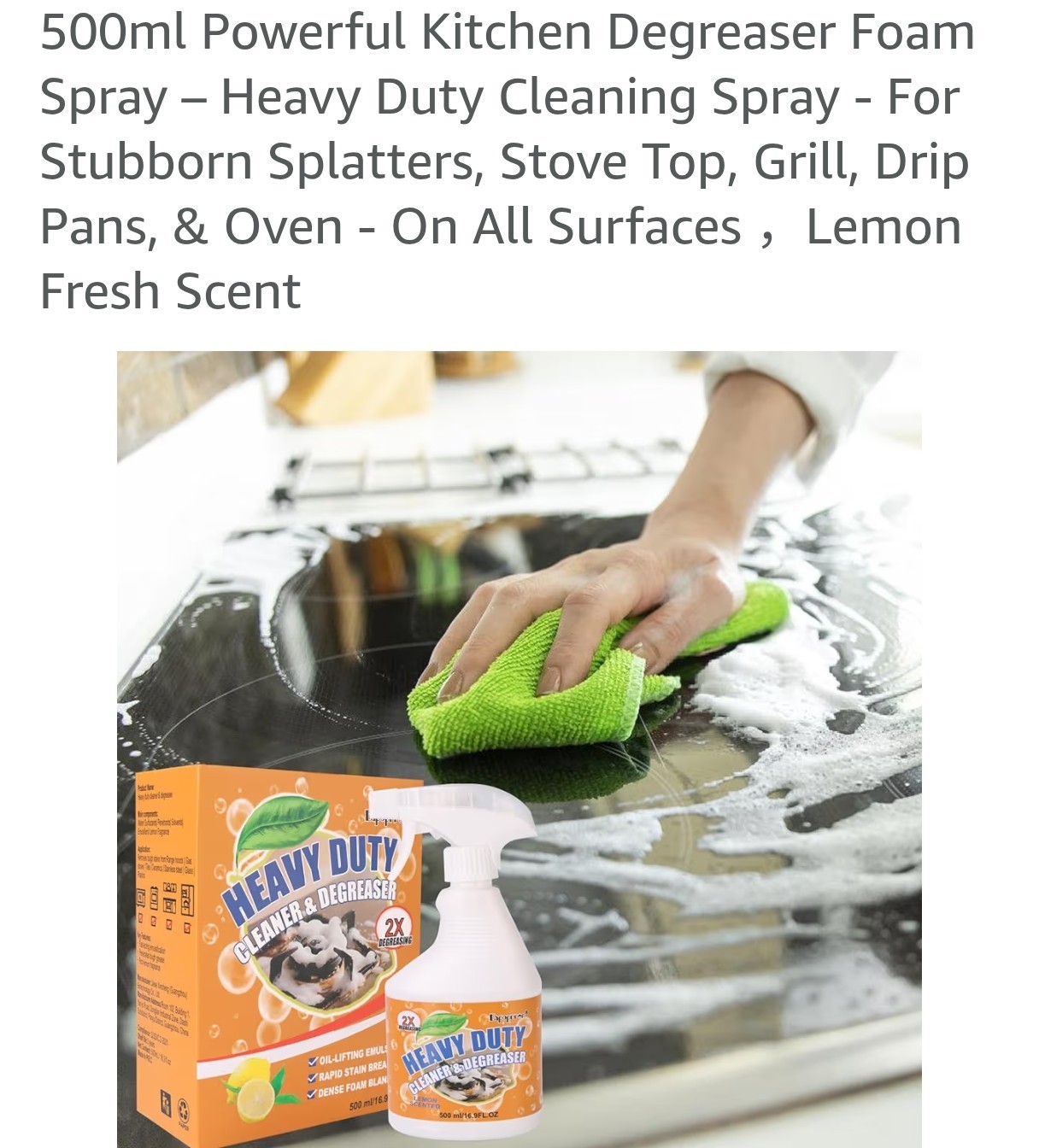 500ml Powerful Kitchen Degreaser Foam Spray – Heavy Duty Cleaning Spray B40