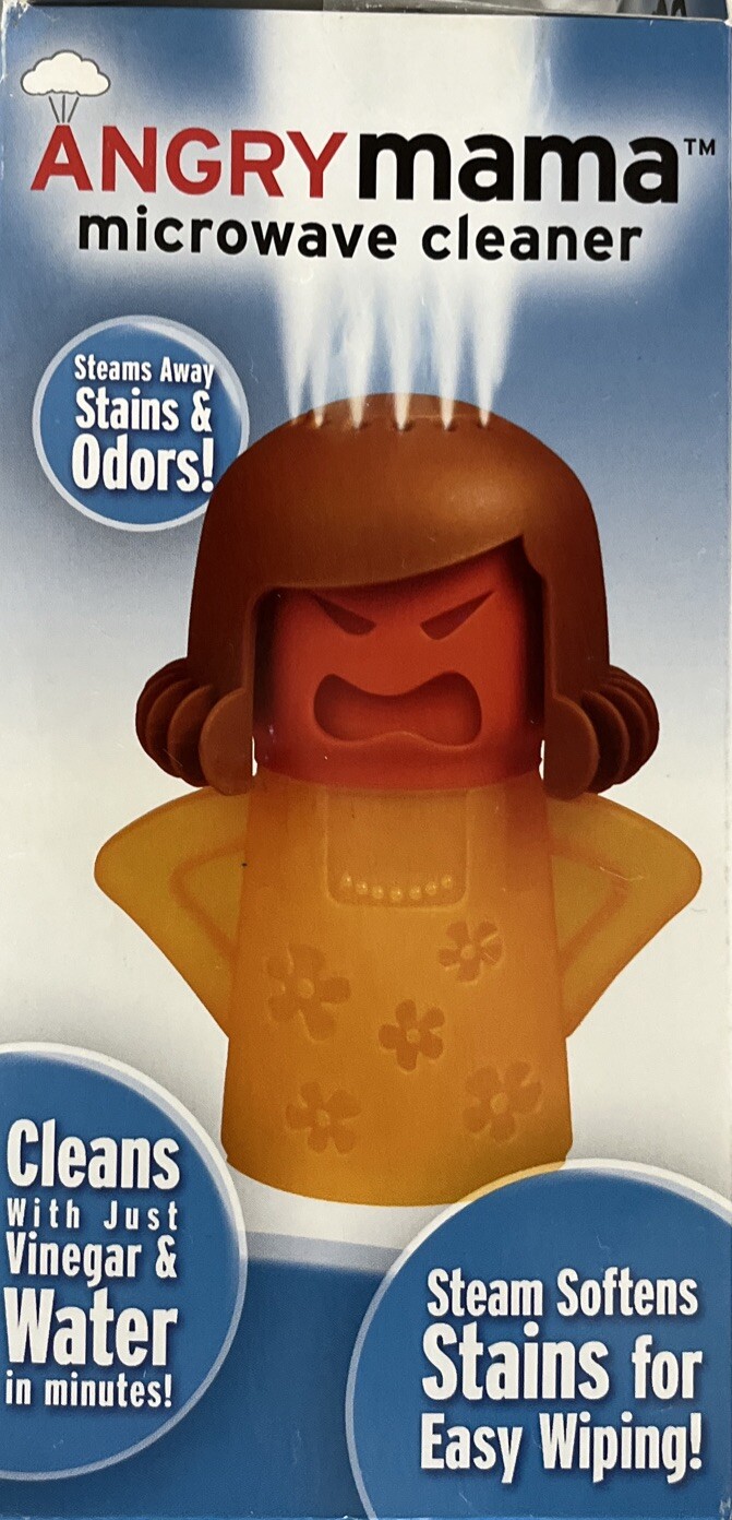 Angry Mama Microwave Cleaner Dishwasher Safe Steams Away Stains Odors Red/Yellow