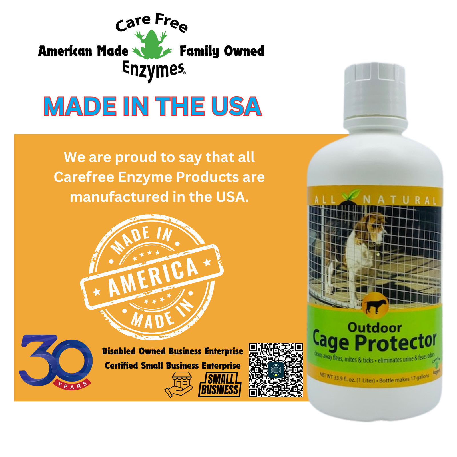 Outdoor Kennel & Cage Cleaner Concentrate | Eliminates Urine & Waste Odors | 32