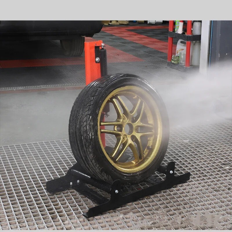 Professional Car Tire and Wheel Cleaning Rack with Rotating and Rolling Brackets