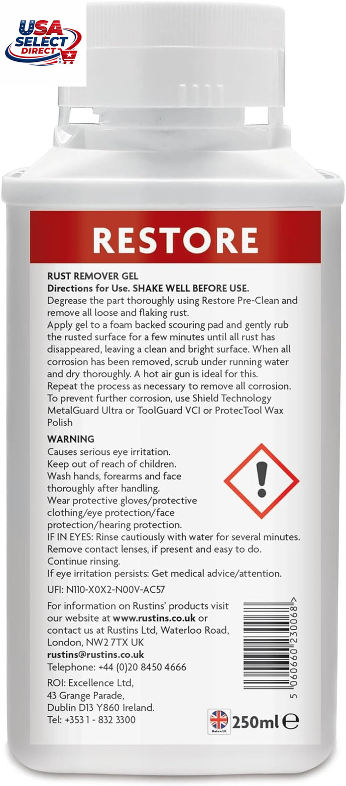 Rust Remover Gel 250ml – Advanced Formula for Easy Application