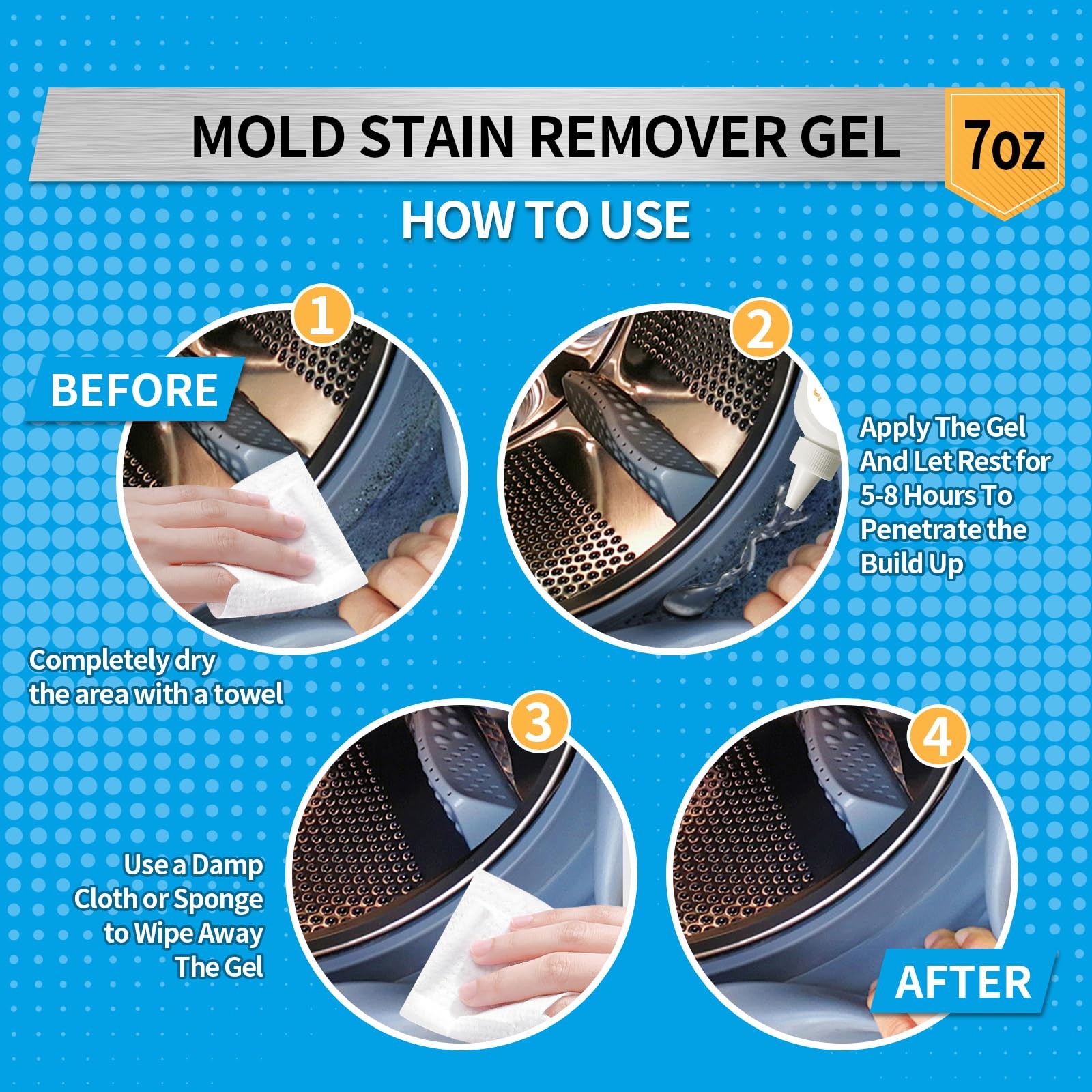 Home Stain Cleaner, 7 fl oz Mold Stain Cleaner Gel for Washing Machine, Home …