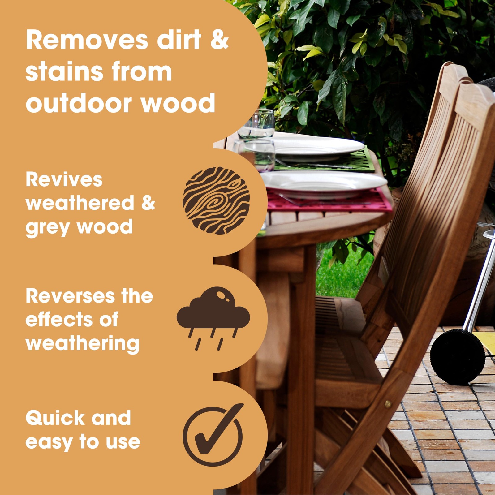 Teak Scrub for Outdoor Wood Furniture, Boats & Showers | Clean, Brighten Wood
