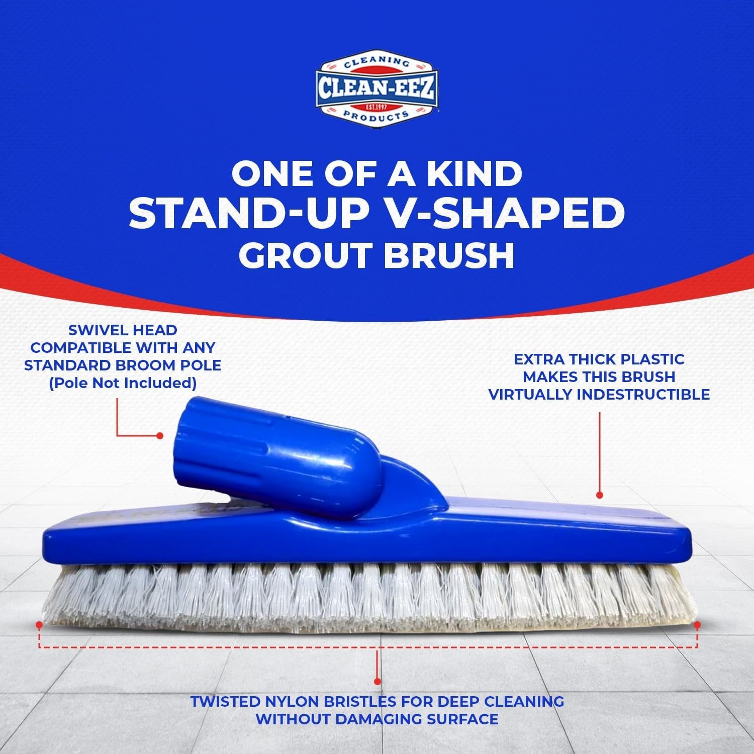 Clean-eez Grout Cleaner 2 Pack with Stand-Up Brush Attachment – Stain Remover…