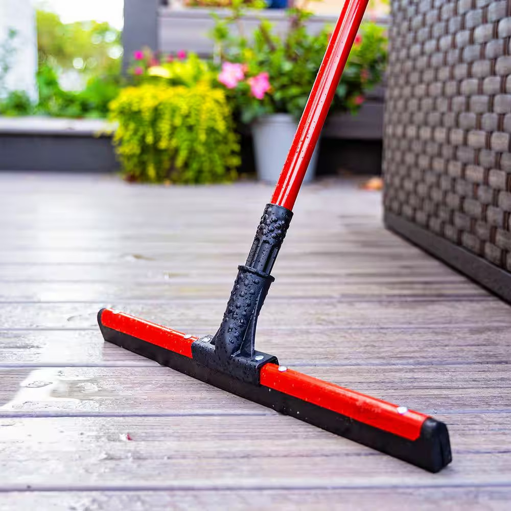 18 in. Flex Foam Blade Floor Squeegee with 52 Handle Steel Straight Durable New