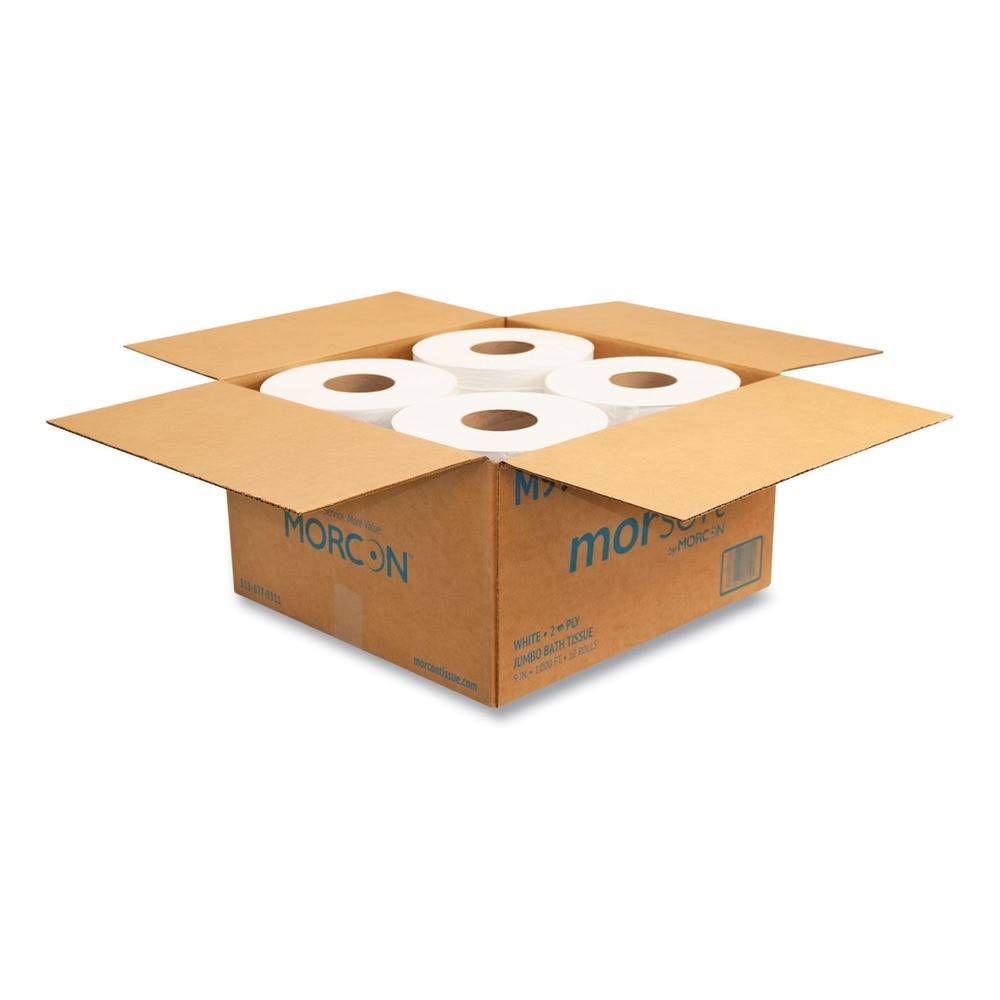 Morcon Paper M99 3.3″ x 1,000 ft 2-Ply Bath Tissue – Jumbo White (12/CT) New