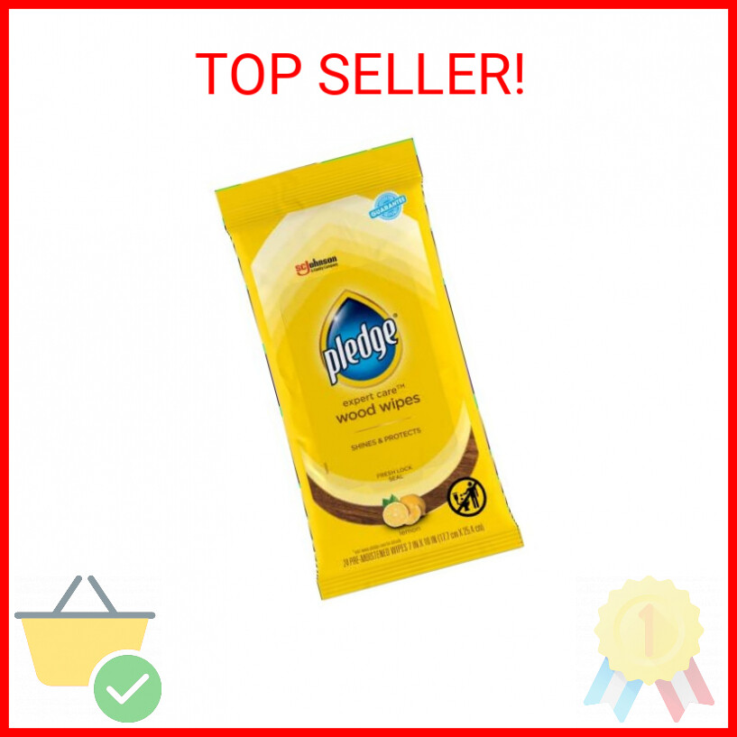 Pledge Expert Care Wood Wipes, Shines and Protects, Removes Fingerprints, Lemon