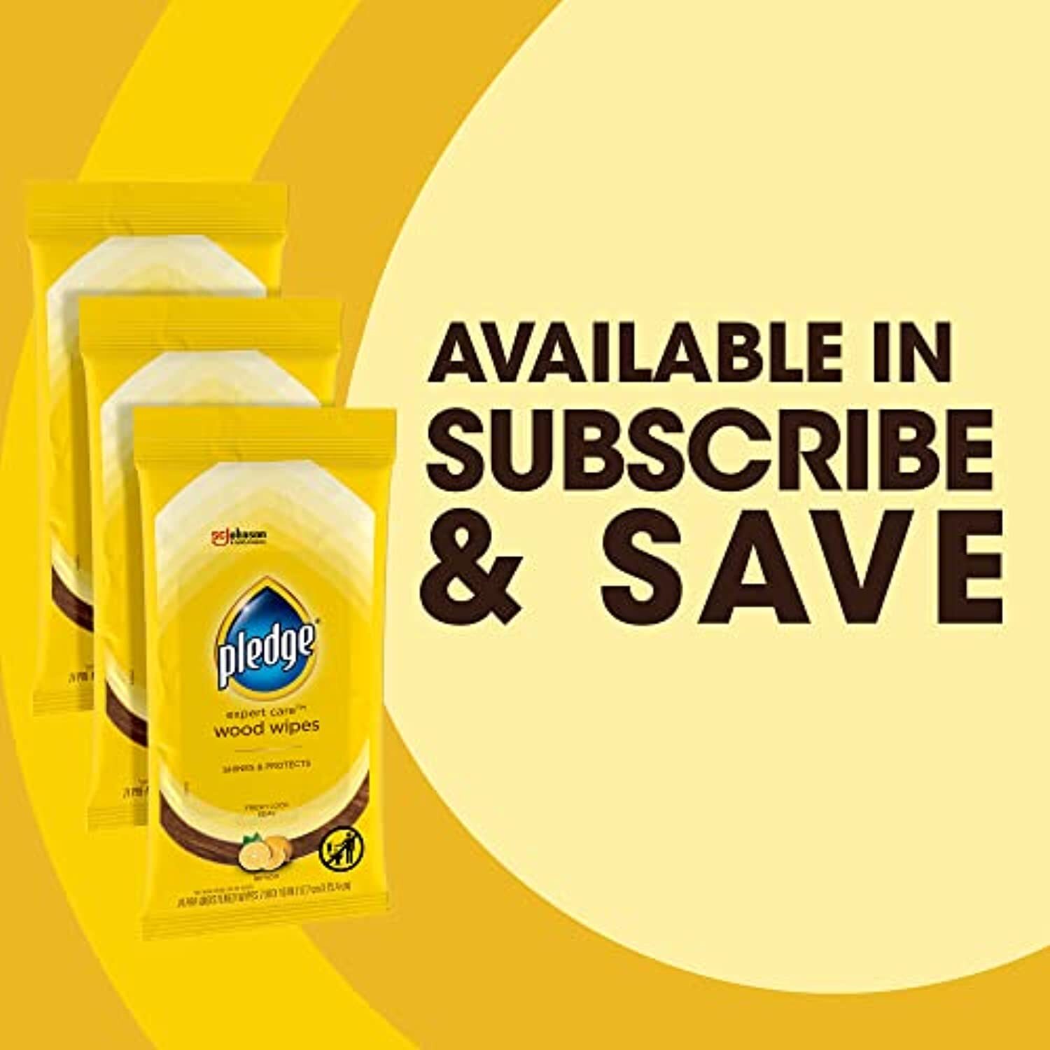 Pledge Multi-Surface Furniture Polish Wipes, Works on Wood, Granite, and
